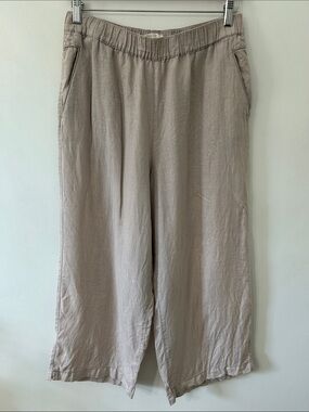 Cynthia Rowley Pants Linen Wide-Leg Pull On Elastic Waist Relaxed Women's Medium